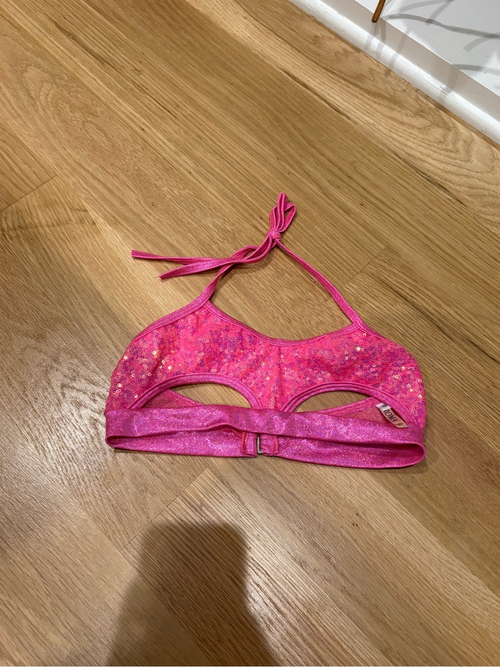 Pink Sequin Halter rave Crop Top